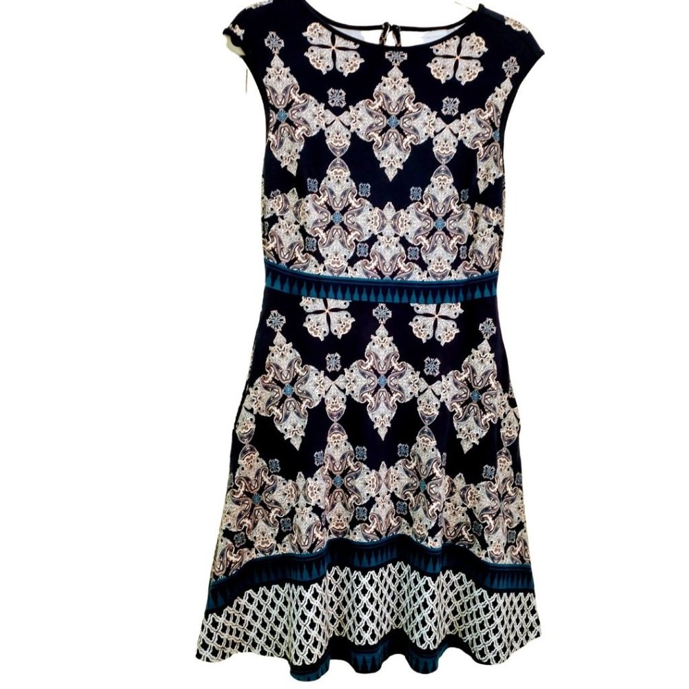 New York and Company Navy Paisley Casual Dress Size S